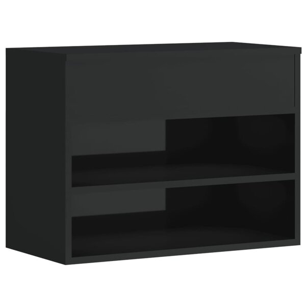 vidaXL Banc à chaussures Noir brillant 60x30x45 cm Aggloméré