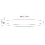 vidaXL Dessus de table Ø60x2 5 cm Bois de pin massif