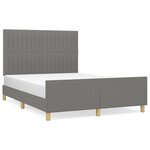 vidaXL Cadre de lit avec tête de lit Gris foncé 140x200 cm Tissu