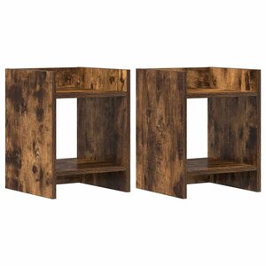 vidaXL Support de Plante avec étagère 2 Pièces Chêne Fumé 30 x 30 x 40 cm