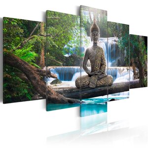 Tableau - buddha and waterfall l x h en cm 200x100