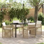 vidaXL Ensemble de salle à manger pour jardin 5 Pièces Beige polyrotin