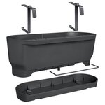 Pot de fleurs noir pour balcon L 21.2 x W 52 x H 19.4 cm