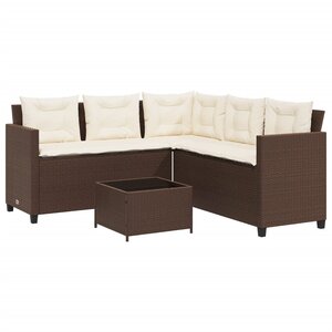 vidaXL Canapé de jardin avec table et coussins en forme de L marron