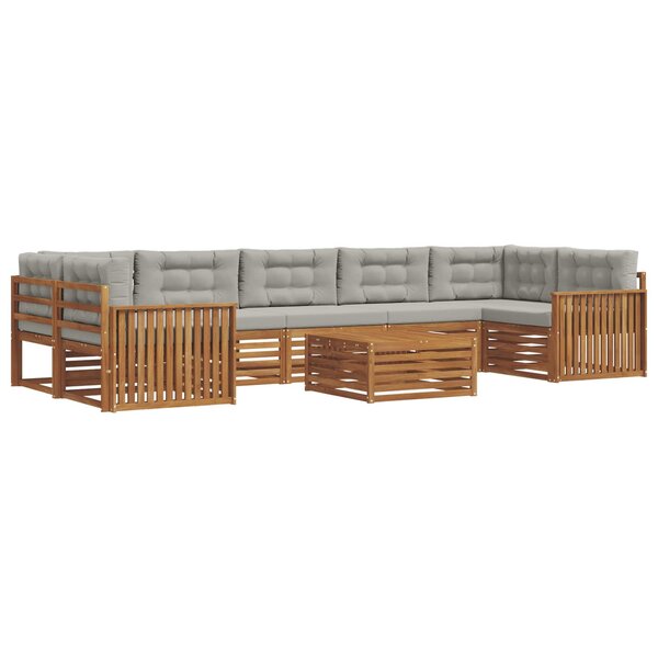 vidaXL Ensemble de canapés d'extérieur 8 Pièces Gris Naturel et Clair