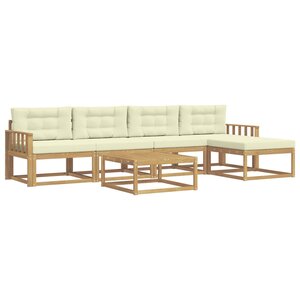 vidaXL Ensemble de canapés d'extérieur 6 pc Blanc et crème Polyester
