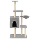 vidaXL Arbre à chat avec griffoirs en sisal Gris clair 131 cm