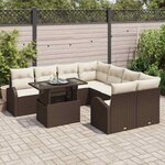vidaXL Ensemble de canapé de jardin 9 Pièces Marron Poly Rattan