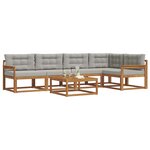 vidaXL Ensemble de canapés d'extérieur 6 Pièces Naturel et gris clair
