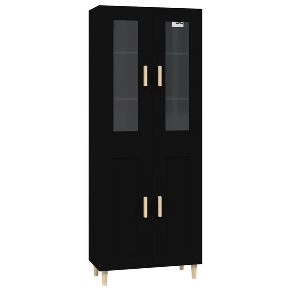 Vidaxl buffet haut noir 69 5x34x180 cm bois d'ingénierie