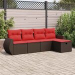vidaXL Salon de jardin avec coussins 5 Pièces marron résine tressée