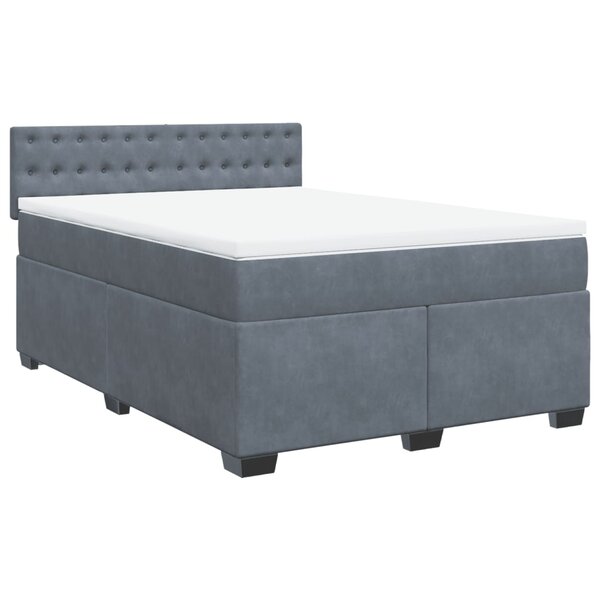 vidaXL Sommier à lattes de lit et matelas Gris foncé 140x200cm Velours