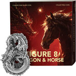 Monnaie DRAGON AND HORSE Figure Eight 3 Oz Argent 5 Tala Samoa 2026 (PRÉCOMMANDE)