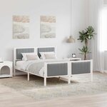 vidaXL Cadre de lit avec tête de lit Blanc et gris clair 135 x 190 cm