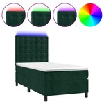 vidaXL Sommier à lattes de lit et matelas et LED Vert foncé 80x200 cm