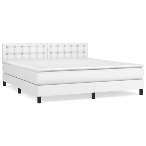 vidaXL Sommier à lattes de lit avec matelas Blanc 160x200cm Similicuir
