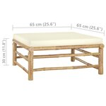 vidaXL Repose-pied de jardin avec coussin blanc crème Bambou