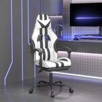 vidaXL Chaise de jeu avec repose-pied Blanc et noir Similicuir