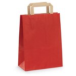 Sac kraft rouge à poignées plates raja 22 x 28 x 10 cm (lot de 50)