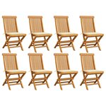 vidaXL Chaises de jardin et coussins crème lot de 8 Bois teck massif