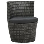 vidaXL Ensemble de bistro 3 Pièces avec coussins Résine tressée Gris
