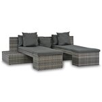vidaXL Salon de jardin 4 Pièces avec coussins Résine tressée Gris