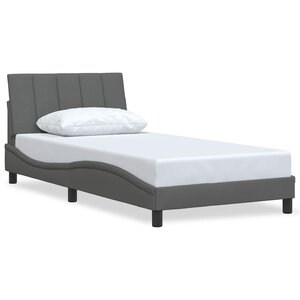 vidaXL Cadre de lit sans matelas Hanko gris foncé 100x200 cm tissu