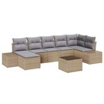 vidaXL Ensemble de canapé de jardin 8 Pièces Beige Poly rotin