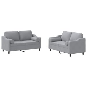 vidaXL Ensemble de canapés 2 Pièces coussins gris clair tissu