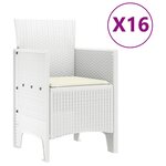 vidaXL Ensemble de salle à manger de jardin avec coussins 17 Pièces Blanc
