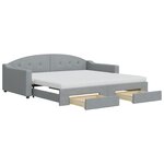 vidaXL Lit de jour avec gigogne et tiroirs gris clair 100x200 cm tissu