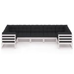 vidaXL Salon de jardin 7 Pièces avec coussins blanc bois de pin massif