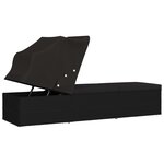 vidaXL Chaise longue avec auvent et coussin Résine tressée Noir