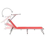 vidaXL Chaises longues pliables et toit 2Pièces Aluminium textilène Rouge