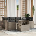vidaXL Salon de jardin avec coussins 7 Pièces gris clair résine tressée