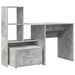 vidaXL Bureau Gris béton 131 5 x 50 x 106 5 cm Bois d'ingénierie
