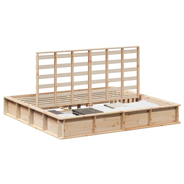 vidaXL Cadre de lit Marron 200 x 200 cm Bois de pin massif
