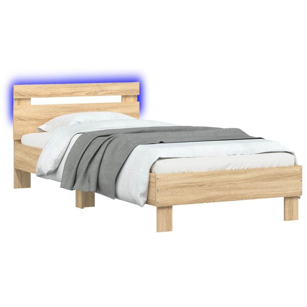 vidaXL Cadre de lit avec bandes LED Chêne Sonoma Bois d'ingénierie