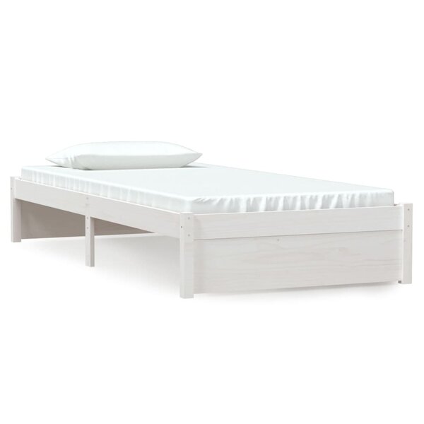 vidaXL Cadre de lit Blanc Bois massif 90x200 cm