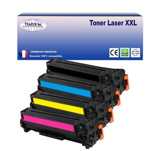 T3AZUR - Lot de 4 Toners compatibles avec Canon 045H pour Canon LBP-611Cn LBP-613Cdw LBP-621Cw LBP-623Cdw (Noir+Couleur)
