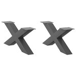 vidaXL Pieds de table basse en forme de X  2 pièces  anthracite  70 x (30-31) cm  acier