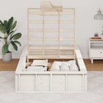vidaXL Cadre de lit avec stockage Blanc 90 x 190 cm bois