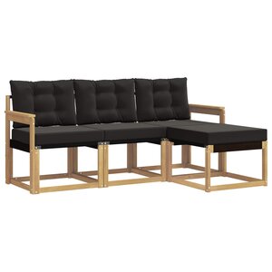 vidaXL Ensemble de canapés d'extérieur 4 pc Blanc et noir