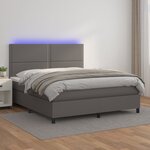 vidaXL Sommier à lattes de lit avec matelas et LED Gris 140x190 cm
