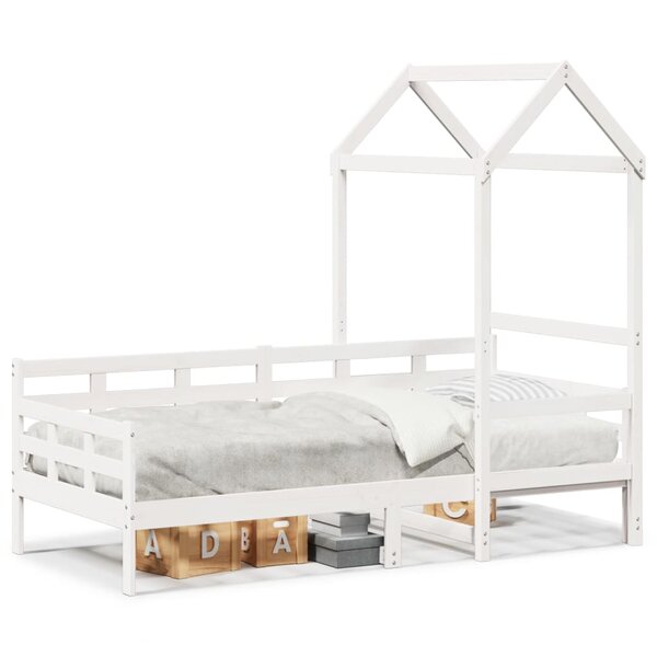 vidaXL Lit de jour avec toit sans matelas blanc 90x200 cm bois massif