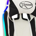 vidaXL Fauteuil de jeux vidéo avec LED RVB Blanc et noir Similicuir