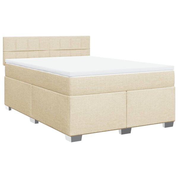 vidaXL Sommier à lattes de lit avec matelas Crème 140x200 cm Tissu