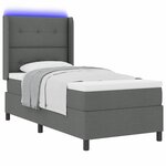 vidaXL Lit à ressort LED avec matelas Gris foncé 80 x 200 cm tissu