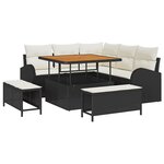 vidaXL Ensemble de canapé de jardin avec coussin 8 Pièces Noir Poly rotin