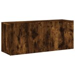 vidaXL Meuble TV mural chêne fumé 100x30x41 cm